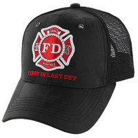 VM062 FIRE DEPT , TRUCKER -  BLACK CAMO/BLACK