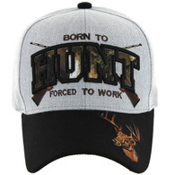 VM181 Born to Hunt Forced to Work Velcro Cap (Heather Grey & Black)