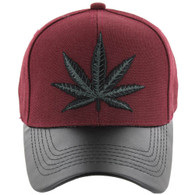 VM200 Marijuana Baseball Hat (Burgundy & Black PU)