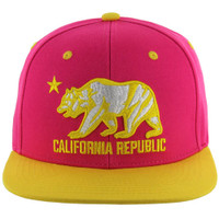 SM025 Cali Bear Snapback (Hot Pink & Gold)