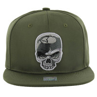 SM013 Skull Snapback (Solid Olive)