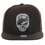 SM013 Skull Snapback (Solid Brown)