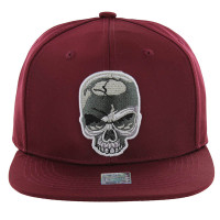 SM013 Skull Snapback (Solid Burgundy)