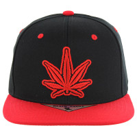 SM281 Marijuana Snapback Cap (Black & Red)