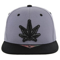 SM281 Marijuana Snapback Cap (Charcoal & Black)