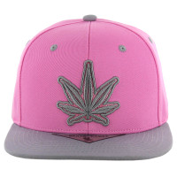 SM281 Marijuana Snapback Cap (Light Pink & Light Grey)