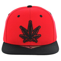 SM281 Marijuana Snapback Cap (Red & Black)