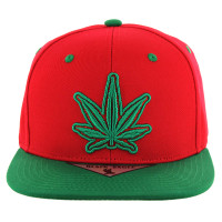 SM281 Marijuana Snapback Cap (Red & Kelly Green)