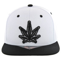 SM281 Marijuana Snapback Cap (White & Black)