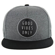 SM017 Good Vibes Only Snapback Cap (Charcoal & Black)