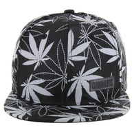 SM049 Marijuana Snapback Cap (Solid Black Camo)