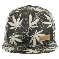 SM049 Marijuana Snapback Cap (Solid Olive Camo)