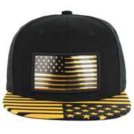 SM096 USA Flag Snapback Cap (Black & Print)