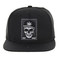 SM246 Skull Snapback (Black & Black)