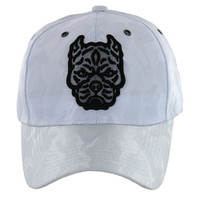 VM569 Pitbull Baseball Velcro Hat (White & White)