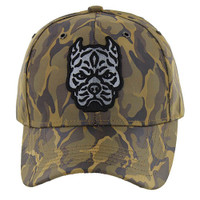 VM569 Pitbull Baseball Velcro Hat (Khaki & Khaki)