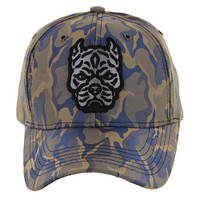 VM569 Pitbull Baseball Velcro Hat (Khaki & Blue)