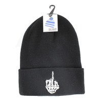 WB020 Finger Long Beanie (Solid Black)