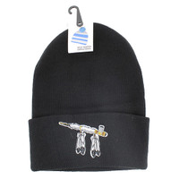 WB020 Pipe Long Beanie (Solid Black)