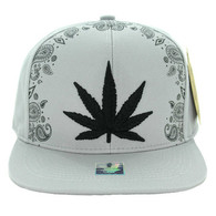 SM021 Marijuana Snapback Cap (Solid White)