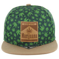 SM104 Marijuana Snapback Cap (Green/Khaki)