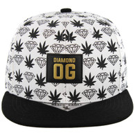 SM031 Marijuana D.OG Snapback Cap (White/Black)