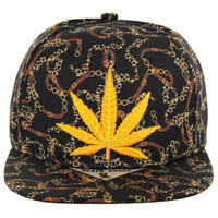 SM078 Marijuana Snapback Hat (Black)
