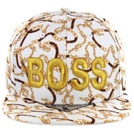 SM078 Boss Snapback Hat (White)