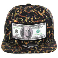 SM078 Dollar Snapback Hat (Black)