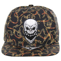 SM078 Skull Bandana Snapback Hat (Black)