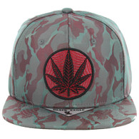 SM017 Marijuana Snapback hat (Teal Burgundy Camo)