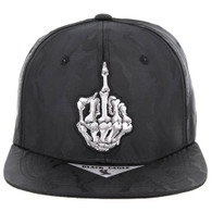 SM819 Middle Finger Snapback Hat (Black Camo)