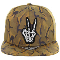SM819 Peace Finger Snapback Hat (Khaki Camo)