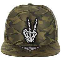 SM819 Peace Finger Snapback Hat (Olive Camo)