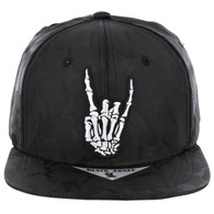 SM819 Rock On Finger Snapback Hat (Black Camo)