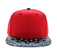 SP028 Blank Cotton Snapback (Red & Bandana Black)