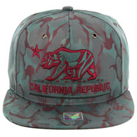 SM819 CALI BEAR , NYLON CAMO (TEAL BURGUNDY)