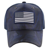 VM1001 USA FLAG , TRUCKER - NAVY CAMO