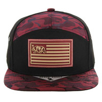 SM7175 CALI BEAR FLAG, 7 PANEL (BLACK / BURGUNDY CAMO)