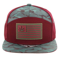 SM7175 MARIJUANA FLAG , 7 PANEL (BURGUNDY / TEAL CAMO)