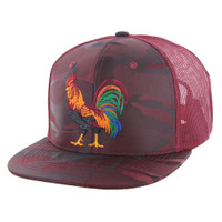 SM035 COCK , NYLON CAMO TRUCKER - BURGUNDY CAMO