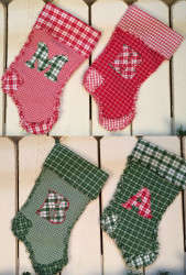 stocking christmas pattern letter quilted digital monogram ragged