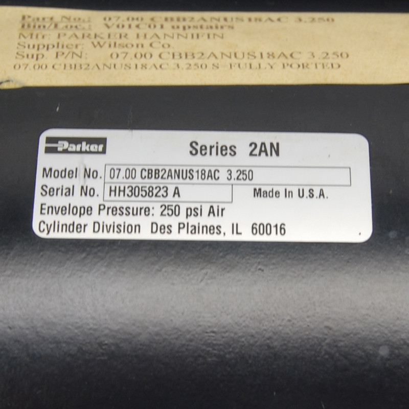Parker CBB2ANUS18AC Pneumatic 2A/2AN Air Cylinder (7" Bore/3.25" Stroke