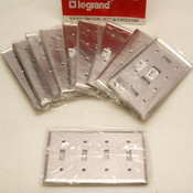 10 NEW Pass & Seymour 4 Gang Electrical Toggle Switch Wall Plate Stainless Steel