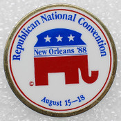 Lot:250 NEW Old Stock 1.5"Round New Orleans '88 Republican Elephant Pin Tie Tack