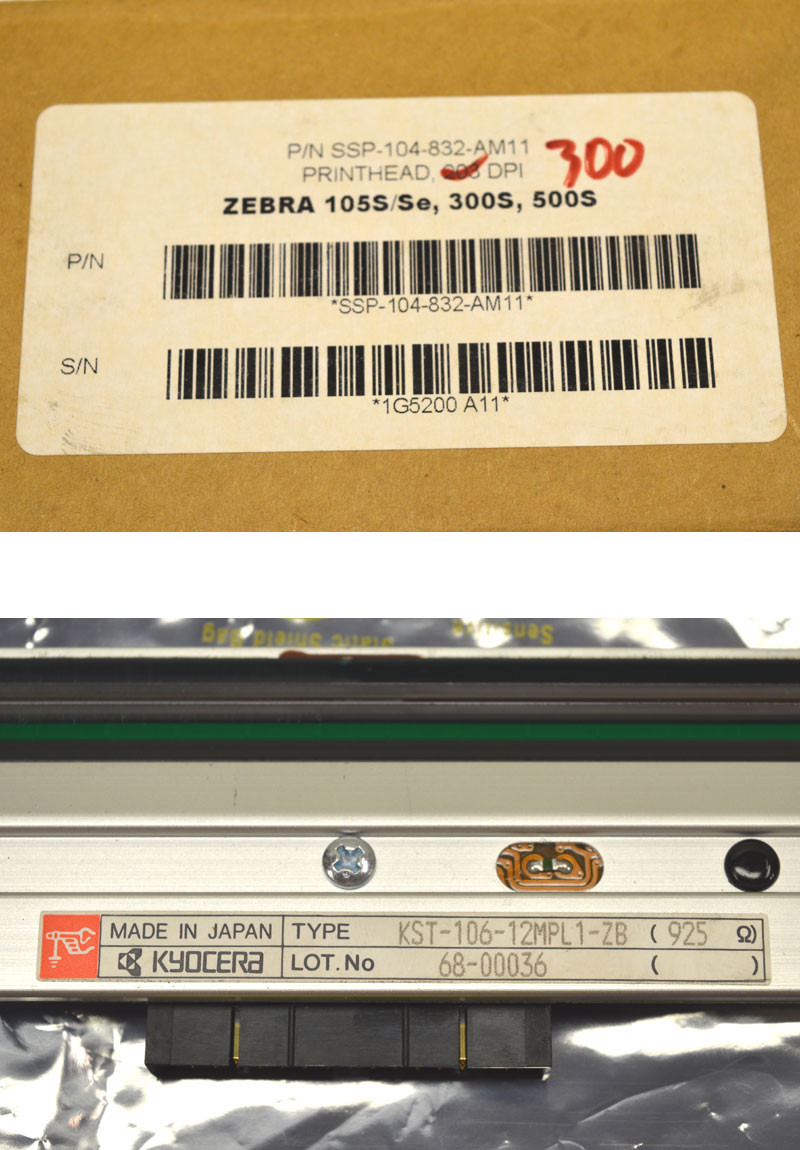 Kyocera Zebra SSP-104-832-AM11 105S/Se 300-DPI Printhead Thermal 300S 500S 