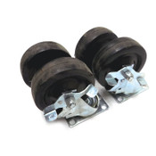 (4) PMC Industrial 4" x 1.25" Casters Swivel Total Brake Lock Black Polyurethane