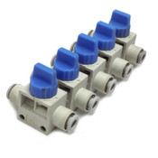 (5) SMC VHK3-06F-06F Finger Valves Blue Rotary Knob Industrial Air Cylinders