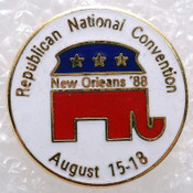 (Lot:93) NEW Old Stock 1" Round New Orleans '88 Republican Elephant Pin Tie Tack