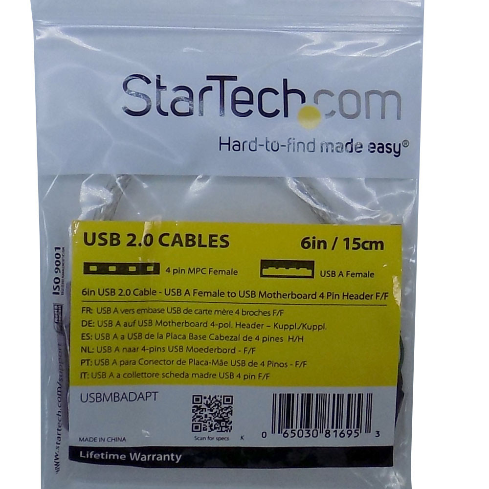StarTech USBMBADAPT USB 2.0 A Female to USB Mobo 4 Pin Header 6" (10)